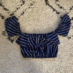 Navy + White Cropped tank top